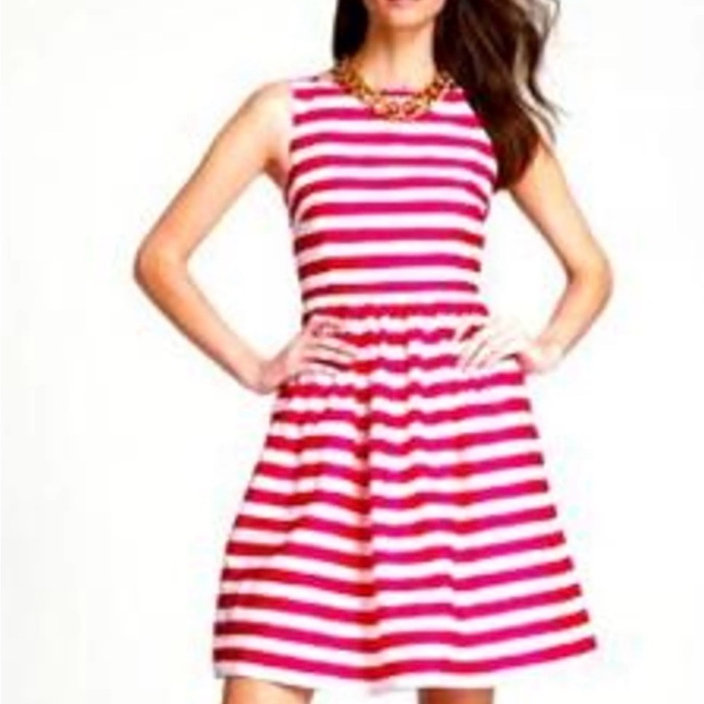 Lilly Pulitzer Azalea Pink and White Striped Eryn Dress Fit and Flare size 2